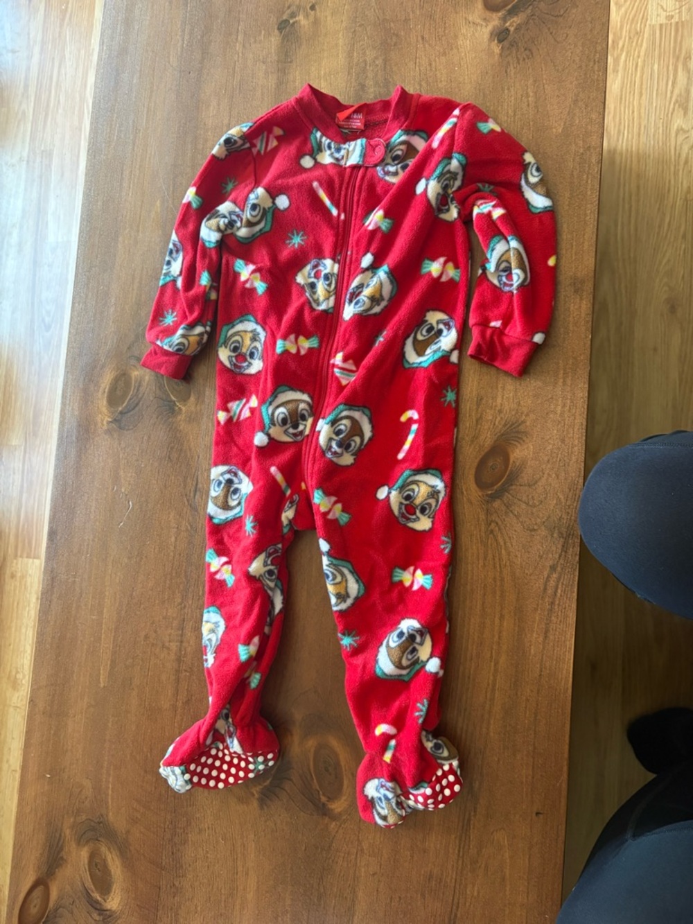 🩷 6 for $20 🩷 Disney Red Holiday Character Footed Fleece One-Piece Fleece